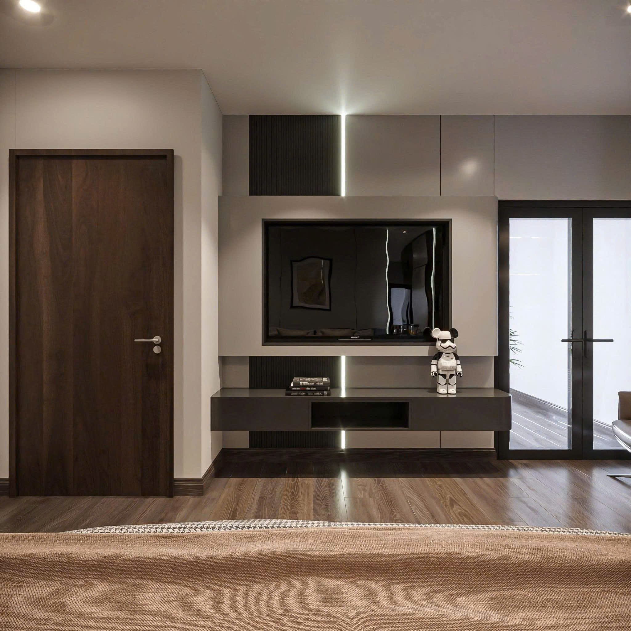 Hệ tivi tối giản cho phòng ngủ